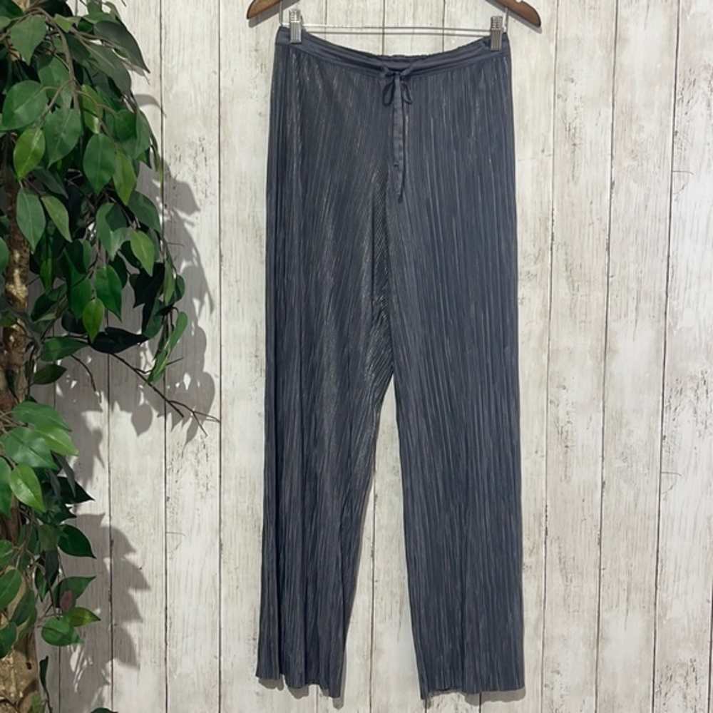 Victoria's Secret Small Pleated Pants Women Gray Excellent Metallic Wide Leg